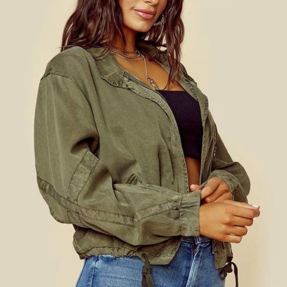Young Fabulous & Broke - Army Green Zip Up Jacket - Size S